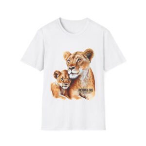 lioness mom and baby on white t-shirt