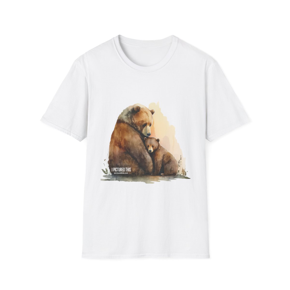 mama bear with baby on white t-shirt